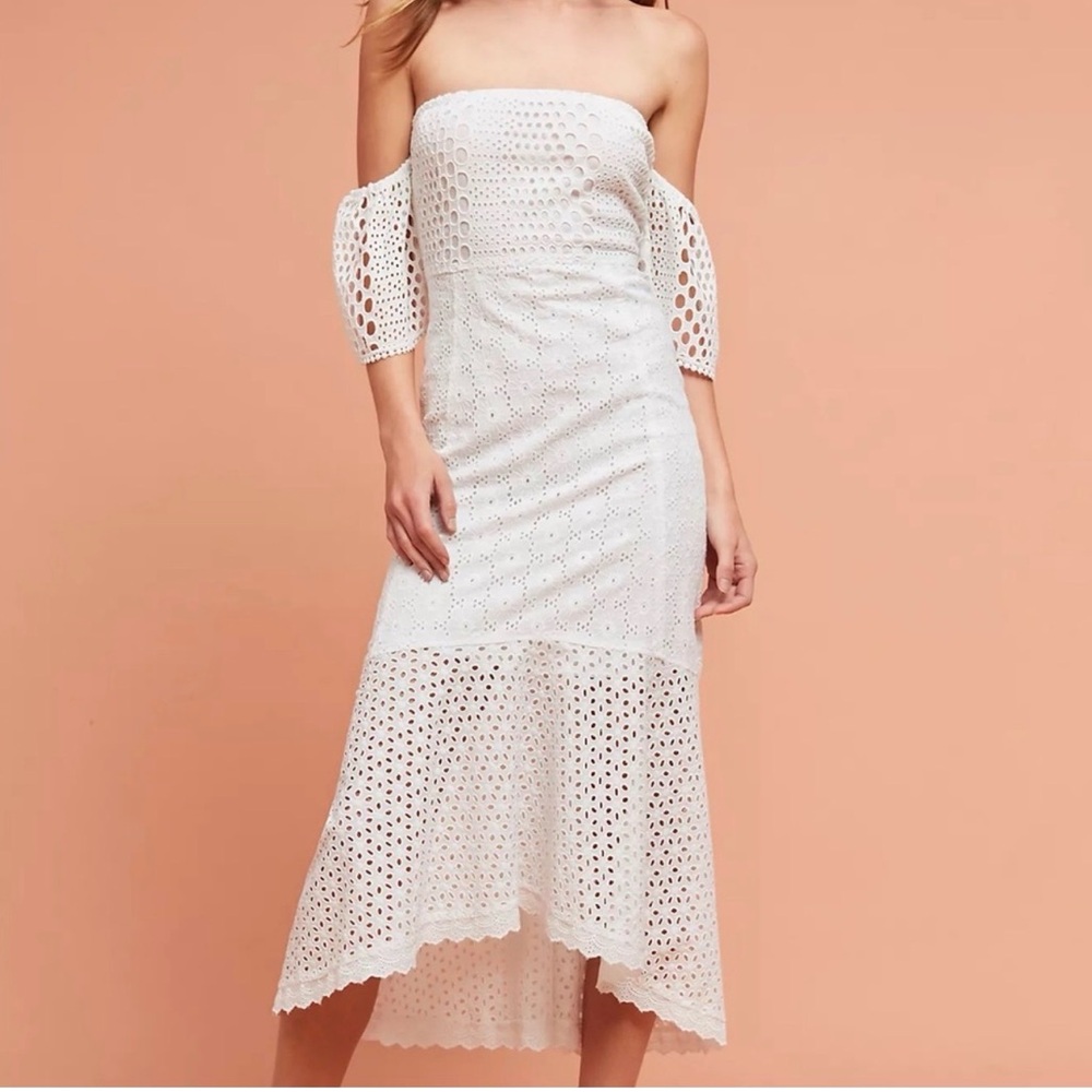 FARM rio off the shoulder white eyelet dress